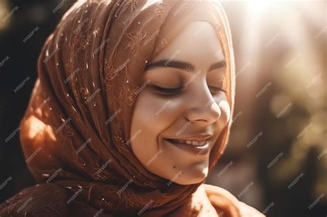 Premium Ai Image A Woman Wearing A Hijab And A Scarf Smiles