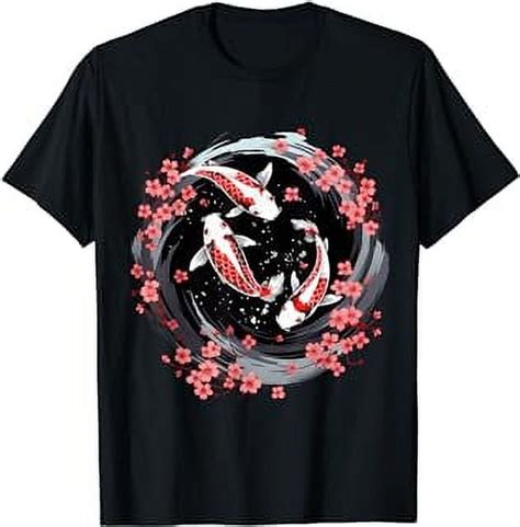 Japanese Koi Carp Ying Yang Nishikigoi Fish Cherry Blossom T Shirt