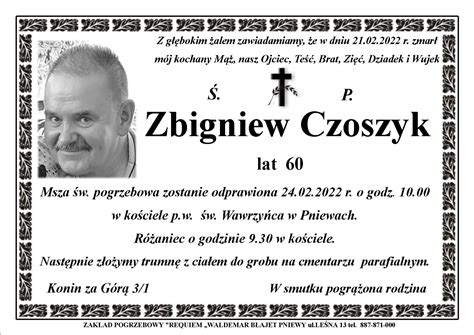 Nekrolog I Kondolencje P Zbigniew Czoszyk Fleet Pl