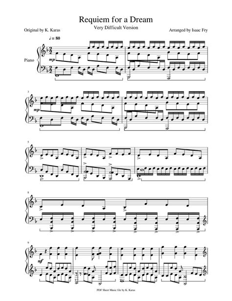 Requiem For A Dream Very Difficult Sheet Music For Piano Solo