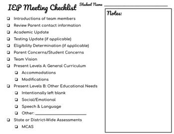 IEP Meeting Checklist By Daily Teacher Fun TPT