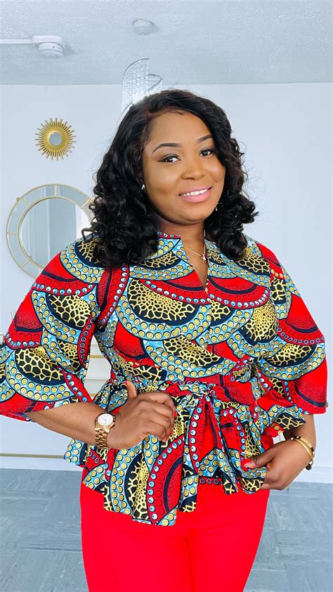 African Print Dress African Wax Print Simple Ankara Tops Peplum Wrap