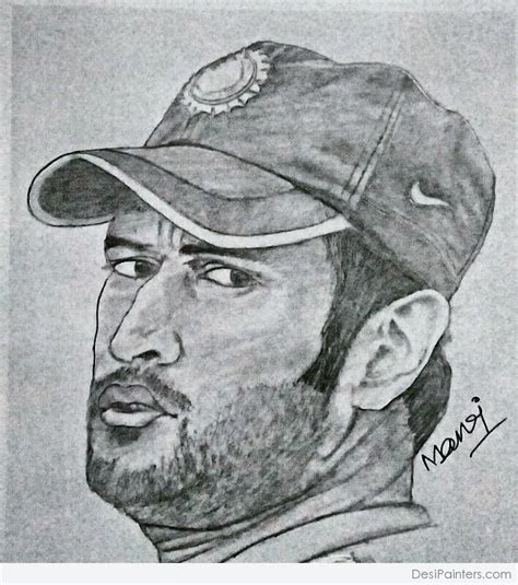 Brilliant Pencil Sketch Of MS Dhoni | DesiPainters.com