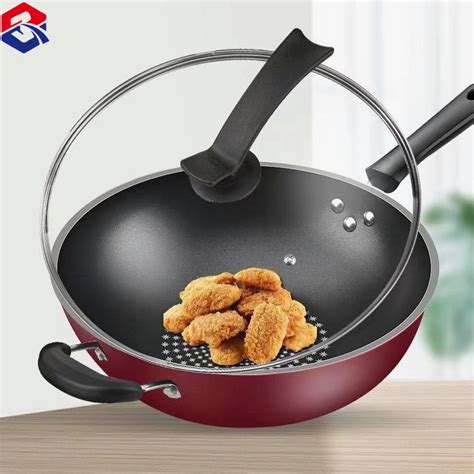 Tqtq 32cm34cm Non Stick Pan Diamond Wok Pan Kitchen Iron Frying Pan For Gas Stoveinduction