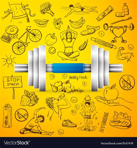 Healthy Lifestyle Background With Dumbbell Vector Image