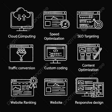 Seo Vector Design Images Seo Chalk Icons Set Linear Seo Draw Png