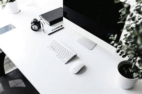 View of minimalist desk setup | Premium AI-generated image