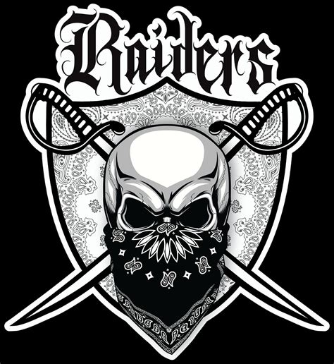 Raiders Skull Swords And Old English Font Bandana Background Sticker Uv