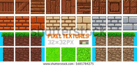 Pixel Art Texture Set Wood Wooden Stock Vector (Royalty Free) 1681784275