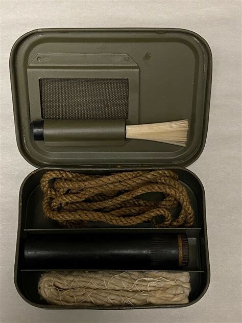 British Enfield Rifle Cleaning Kit In Metal Tin Ebay