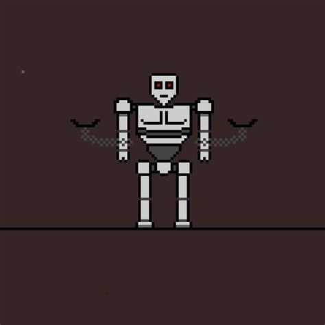 Evil Robot Chained To A Wall Pixel Art