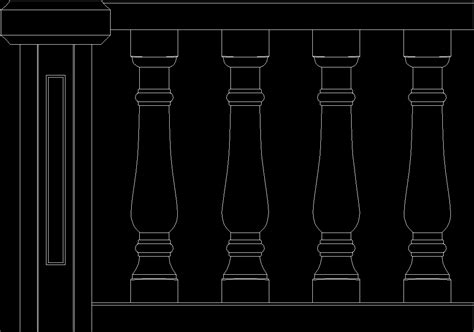 Balustrade In Concrete With Pillar DWG Block for AutoCAD • Designs CAD