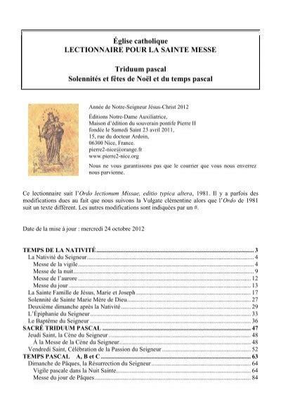 Lectionnaire Pour Le Triduum Pascal Les Solennit Et F Tes De No L