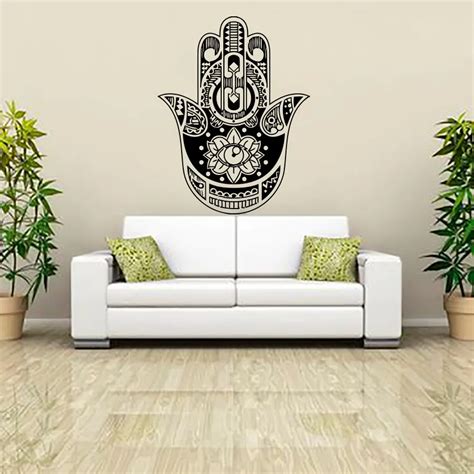 Zooyoo Indian Buddha Lotus Hamsa Hand Wall Sticker Home Decor Vinyl Art