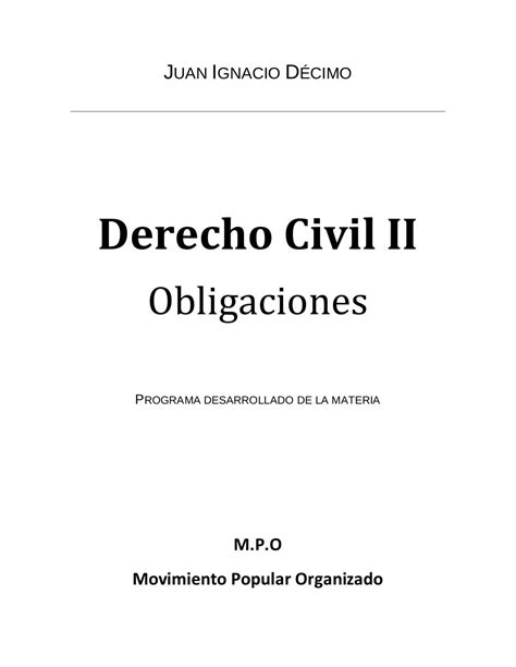 Derecho Civil Ii Obligaciones Caja Pdf