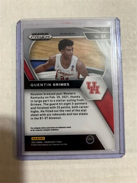 Quentin Grimes 46 2021 Prizm Draft Picks Red Ice Prizm Rookie EBay