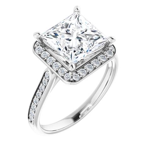 Millie 3 Carat Square Lab Grown Diamond Halo Style Engagement Ring 14k