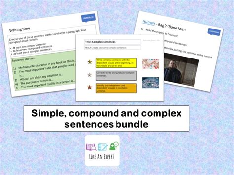 Simple Compound And Complex Sentences Teaching Resources