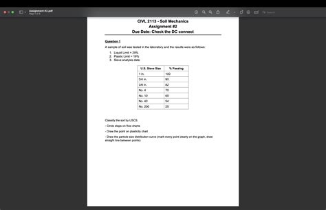 Solved Question 1 A Sample Of Soil Was Tested In The