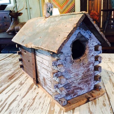 Birdhouse In The Form Of A Rustic Log Cabin Homemade Bird Houses