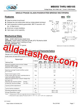 MB05S Datasheet PDF Microdiode Electronics Jiangsu Co Ltd