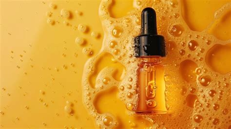 Premium Photo Golden Yellow Bubble Oil Or Serum Isolated On Yellow