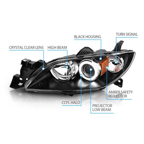 Ccfl Halo Mazda Sedan Blk Projector Headlights