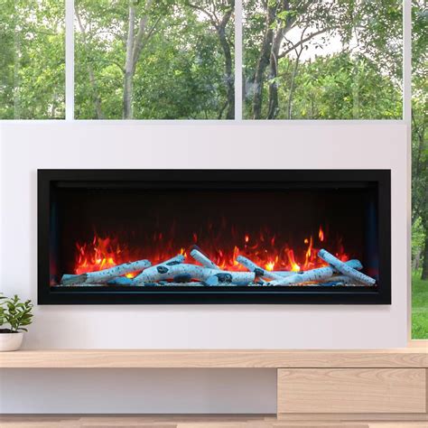 Amantii Symmetry Series Extra Tall 60 Inch Built In Electric Fireplace With Black Steel Surround