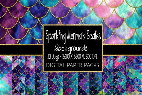 Sparkling Mermaid Scales Backgrounds Graphic By Digital Paper Packs