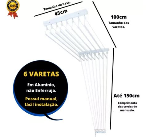 Varal De Teto Individual Inteligente C Varetas De Cm