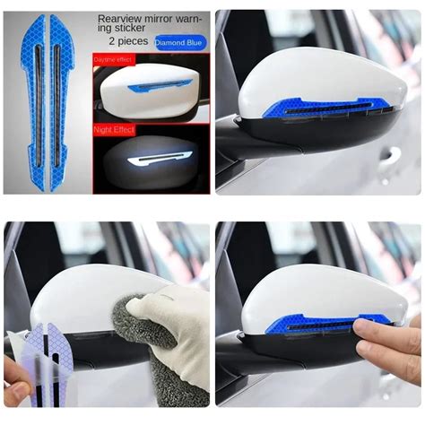 2pcs Car Rearview Mirror Stickers Reflective Strip Universal Automotive Exterior Reflex Tape