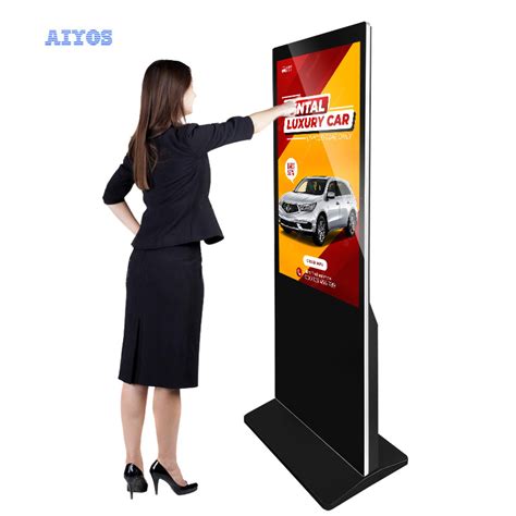 43 Floor Standing Digital Kiosk With Touch Screen Advertising Player