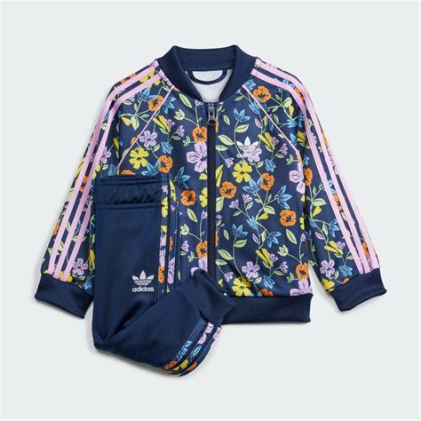 Adidas Floral Sst Track Suit Blue Adidas Uk