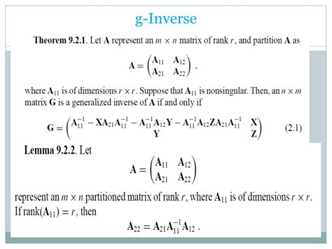 Ppt G Inverse And Solution Of System Of Equations And Their