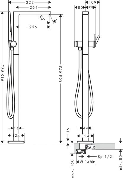 Hansgrohe Tecturis E Bateria Wannowa Wolnostojaca Chrom 73445000