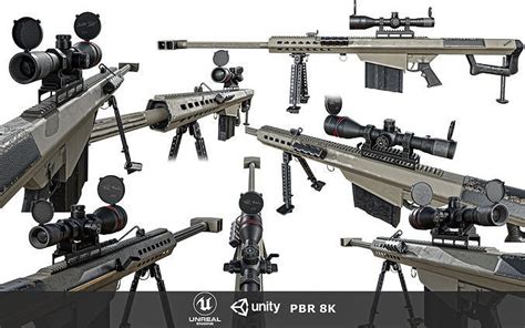 3D Model Barrett 50 Cal Sniper Rifle VR AR Low Poly CGTrader