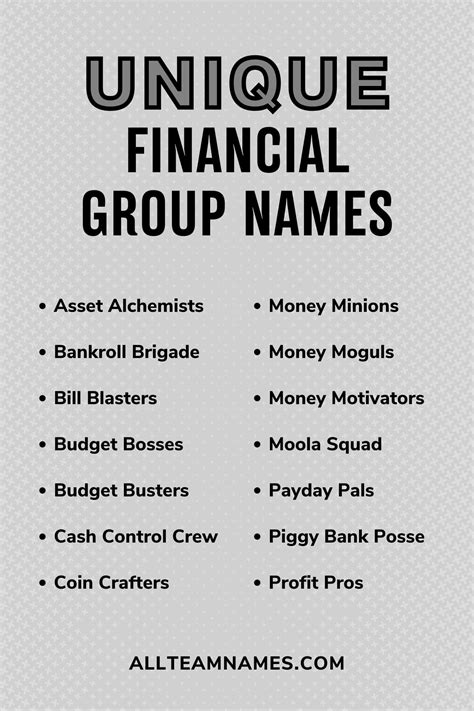 Financial Group Names Names Financial Coach Group Names Ideas