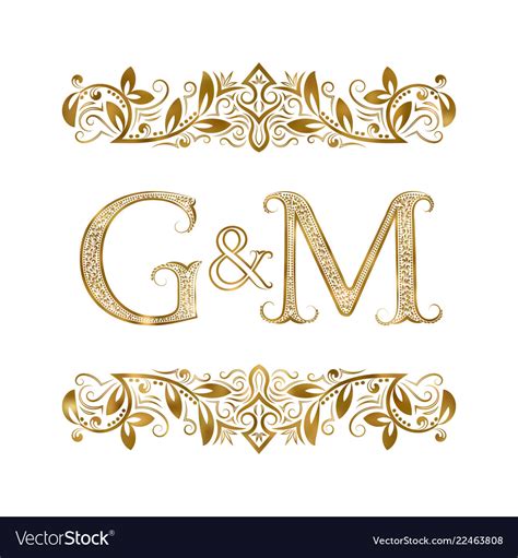 G And M Vintage Initials Logo Symbol Royalty Free Vector