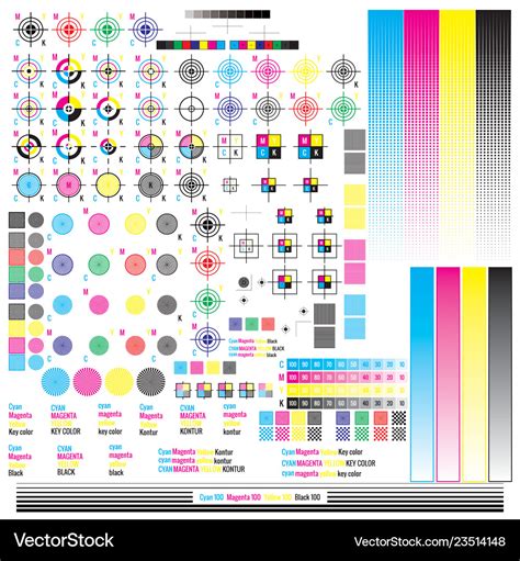 Cmyk Color Management Elements Publishing Graphic Vector Image