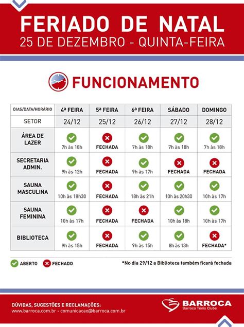 Confira Os Hor Rios De Funcionamento Do Clube Para O Feriado De Natal