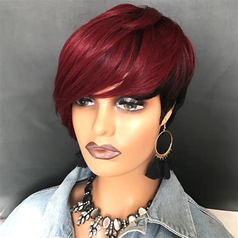 Amazon Hotkis Pixie Cut Wig Human Hair Short Red Pixie Wig With