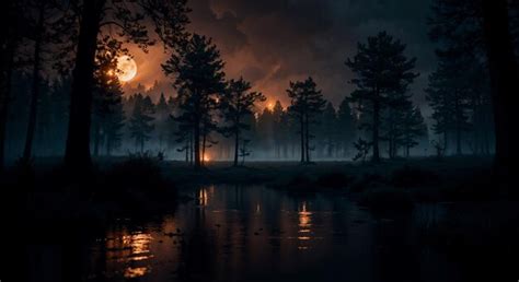 Premium AI Image | Spooky Halloween night in the haunted woods with ...