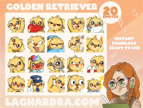 Golden Retriever Emotes For Twitch Discord Betterttv Etsy