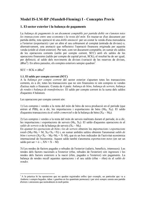 T 1 Economia Oberta Model IS LM BP Mundell Fleming I Conceptes