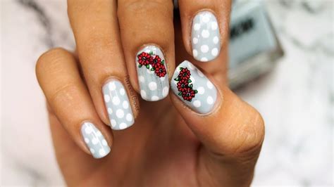 Polka Dots Flower Nail Art Youtube