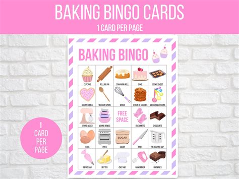 Baking Bingo 30 Printable Baking Bingo Cards Baking Etsy