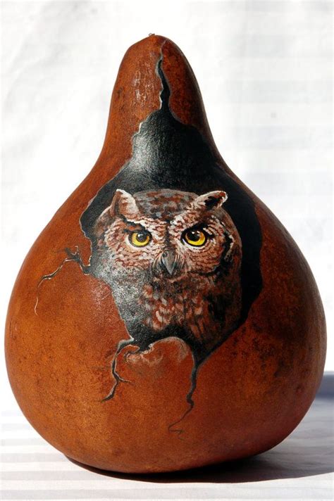 Hand Painted Screech Owl Gourd By Jypsywings On Etsy 6500 Hand