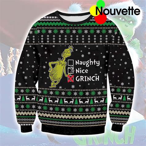 Naughty Nice Grinch Ugly Christmas Sweater Nouvette