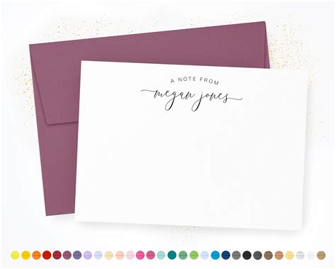 Personalized Note Cards Envelopes Signature Flat Notecards Etsy