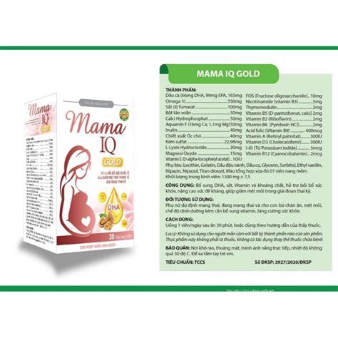 Viên Uống Bổ Bầu Tổng Hợp Dha Iq Mama Iq Gold Hộp 30 Viên Nguyên